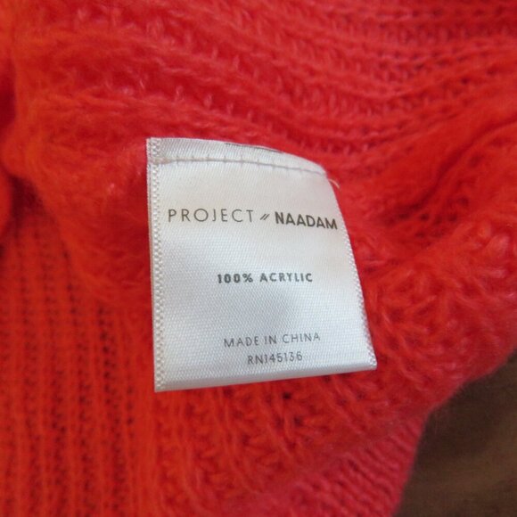 NAADAM Open Knit Bell Sleeve Tied Sweater in Coral Pink Bright - Size S - Picture 14 of 14